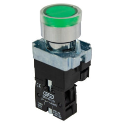 Кнопка XB2-BW3361 d22мм с подсветкой зеленая неон 230В 1НО ЭНЕРГИЯ